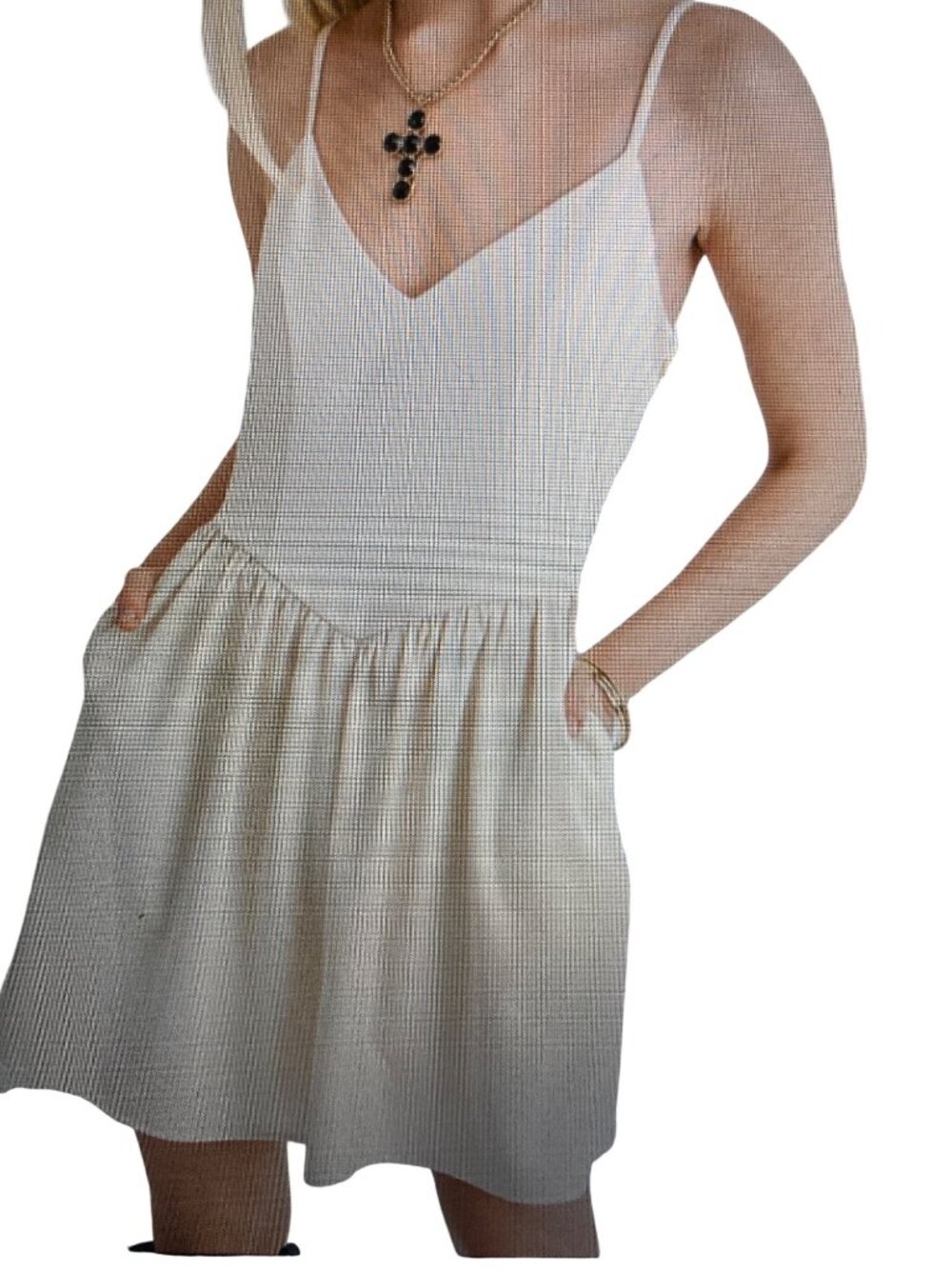 Sage The Label Ivory  Short Dress  Smocking in Rear Mini Large  NWT